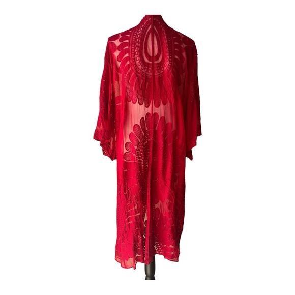Style Apparel Red Lace Kimono Size XL - Picture 2 of 4